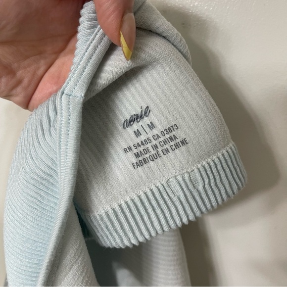 Aerie Sky Blue Ribbed Button Up Tank Top Bralette - Picture 4 of 5